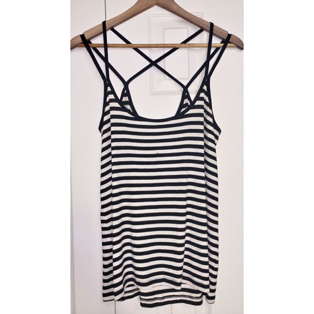 Women's rue21 Black White Strappy Tank Top (Size Med)